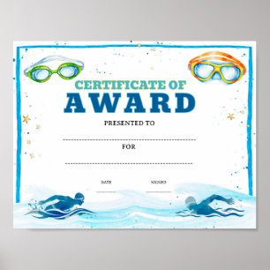 Swim achievement award editable poster