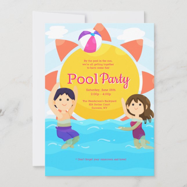 Swim and Play Invitation (Front)