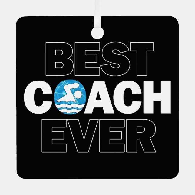 Swim Best Coach Ever Swimming and Diving Christmas Metal Tree Decoration (Front)