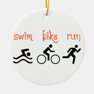 Swim Bike Run Ceramic Tree Decoration