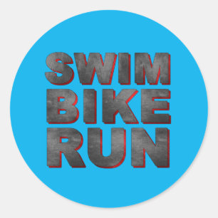 swim bike run classic round sticker