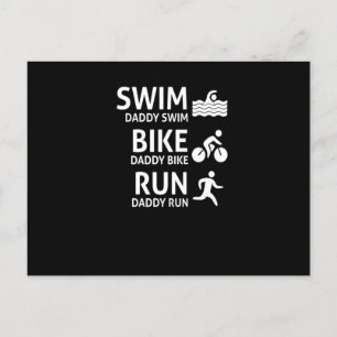 Swim Bike Run Daddy - Funny Triathlon Dad T-Shirt Announcement Postcard