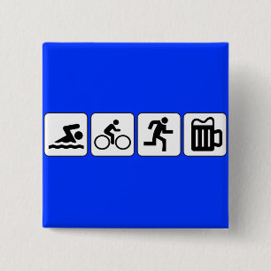 Swim Bike Run Drink 15 Cm Square Badge