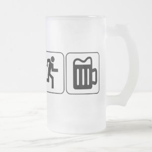 Swim Bike Run Drink Frosted Glass Beer Mug