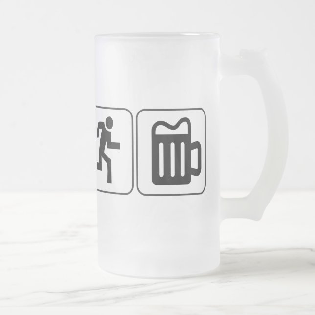 Swim Bike Run Drink Frosted Glass Beer Mug (Right)