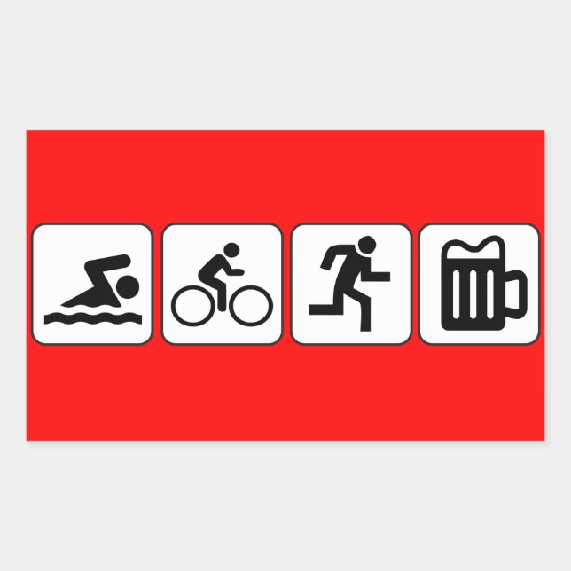 Swim Bike Run Drink Rectangular Sticker (Front)