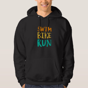 Swim Bike Run Graphic Running Swimming Cycling Tri Hoodie