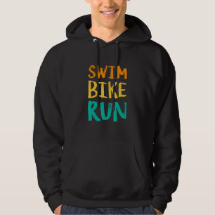 Swim Bike Run Graphic Running Swimming Cycling Tri Hoodie