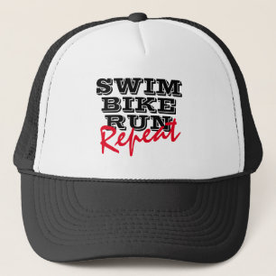 Swim Bike Run Repeat Triathlon Trucker Hat