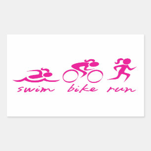 Swim Bike Run Tri Girl Rectangular Sticker