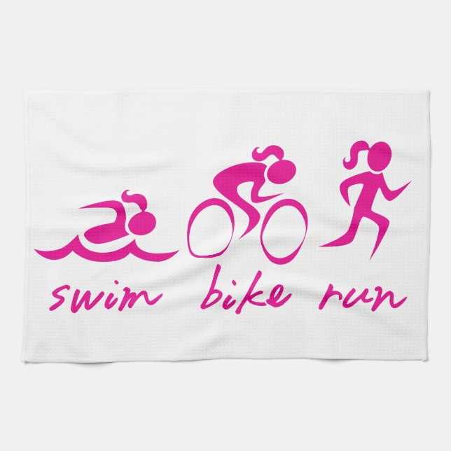 Swim Bike Run Tri Girl Tea Towel (Horizontal)