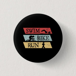 Swim Bike Run Triathlon 3 Cm Round Badge
