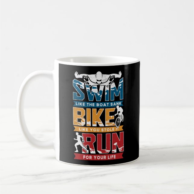 Swim Bike Run Triathlon Coffee Mug (Left)