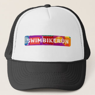 SWIM BIKE RUN, Triathlon design Trucker Hat