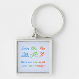 Swim bike run triathlon icons key ring