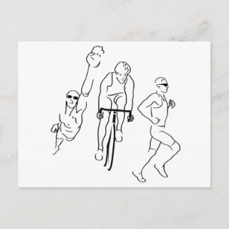 Swim Bike Run Triathlon Postcard