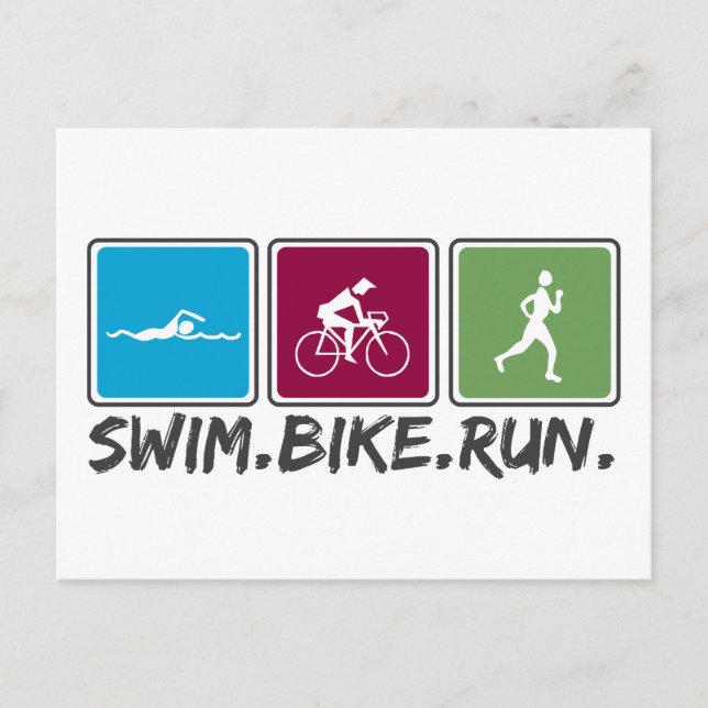 swim bike run (triathlon) postcard (Front)