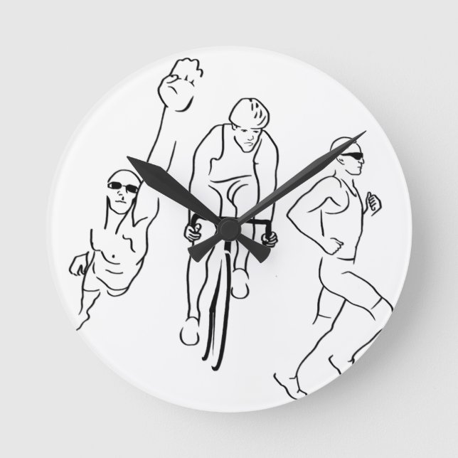 Swim Bike Run Triathlon Round Clock (Front)