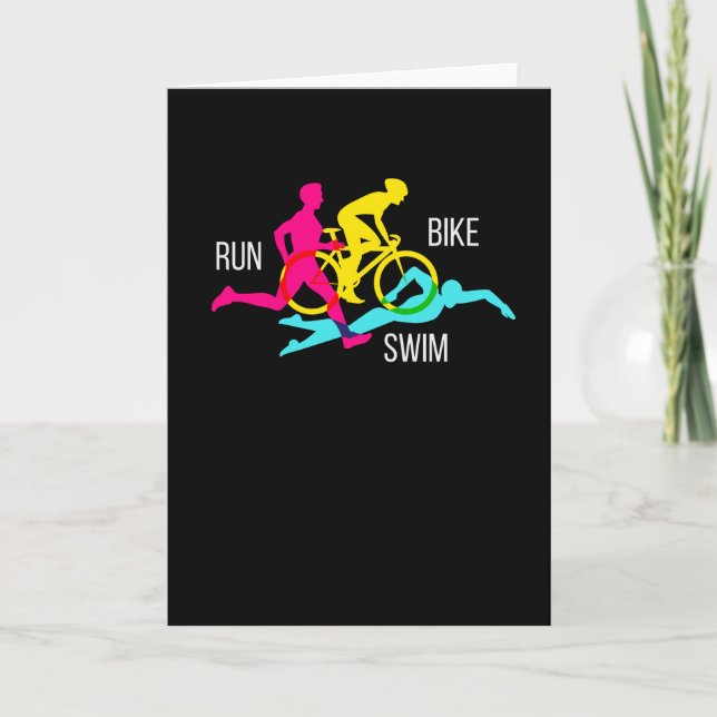 Swim Bike Run Triathlon Sport Athlete Marathon Card (Front)