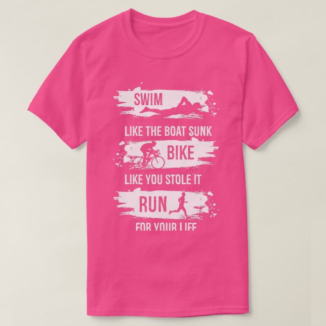 Swim bike run triathlon swimming T-Shirt (Design Front)