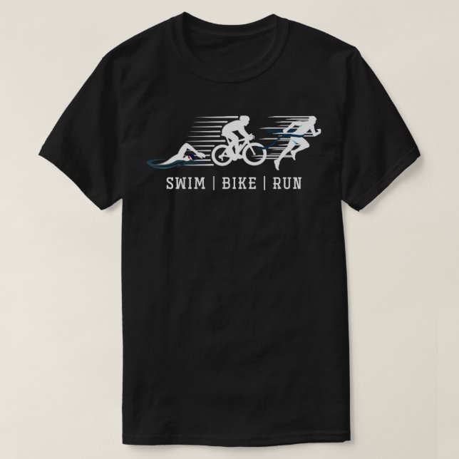 Swim Bike Run Triathlon T-Shirt (Design Front)