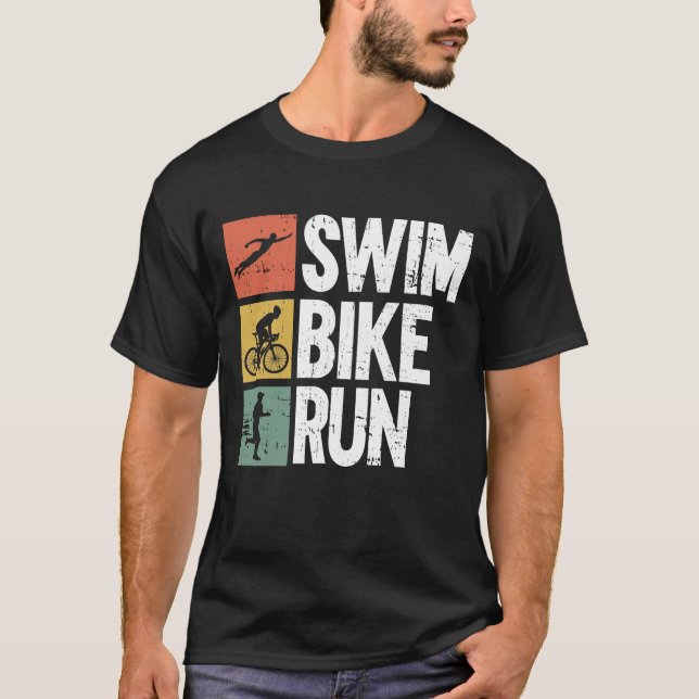 Swim Bike Run - Triathlon Training Triathlete T-Shirt (Front)