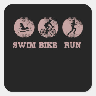 SWIM BIKE RUN Triathlon Triathlete Cyclist Square Sticker