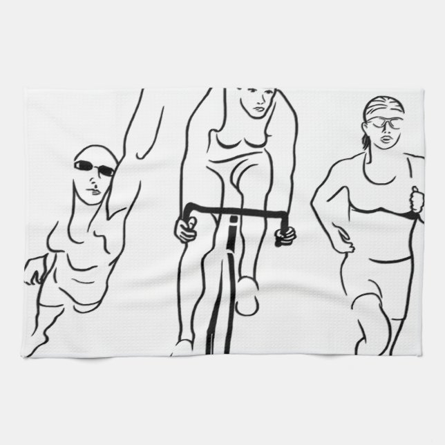 Swim Bike Run Triathlon Woman Tea Towel (Horizontal)