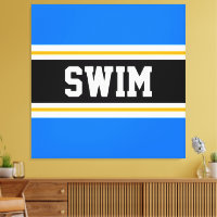 SWIM Bod Bright Blue Black White Yellow Stripes