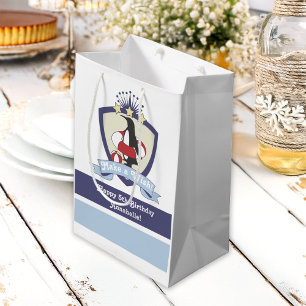 Swim Club Crest Cute Penguin Kids Summer Birthday Medium Gift Bag