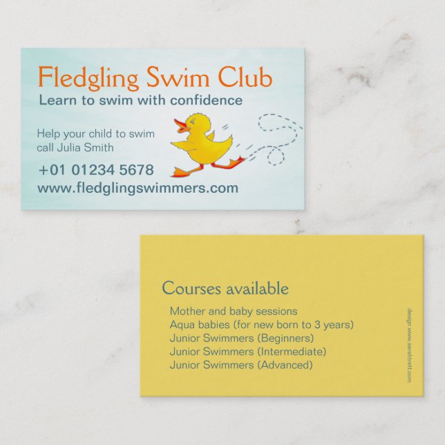 Swim club swim teachers business card (Front/Back)