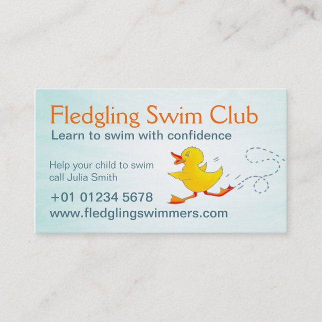 Swim club swim teachers business card (Front)