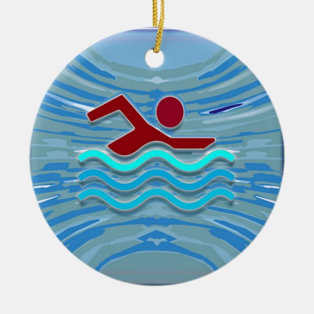 Swim Club Swimmer Exercise Fitness NVN254 Swimming Ceramic Tree Decoration (Front)