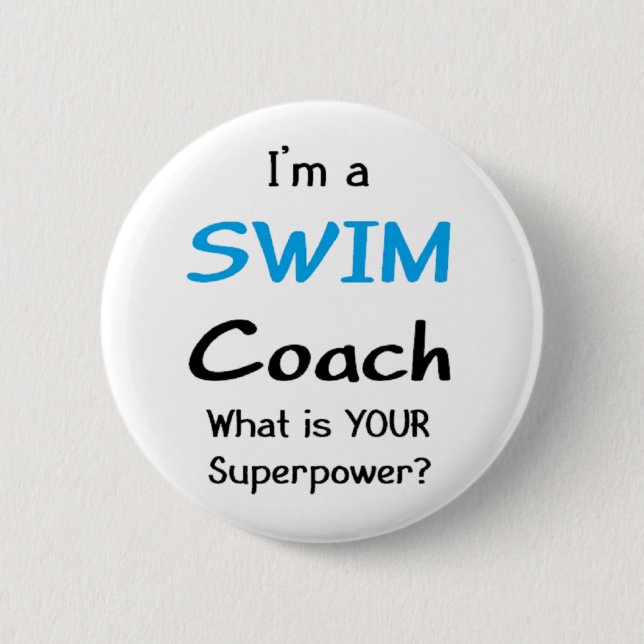 swim coach 6 cm round badge (Front)