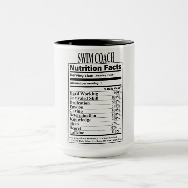 Swim Coach Nutrition Facts Mug (Center)