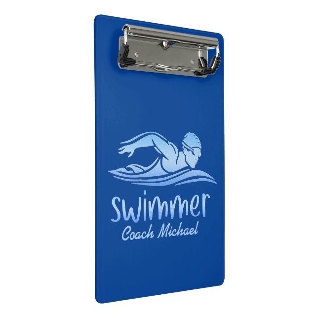 Swim Coach Swimming Pool Personalised Name Mini Clipboard (Angled)