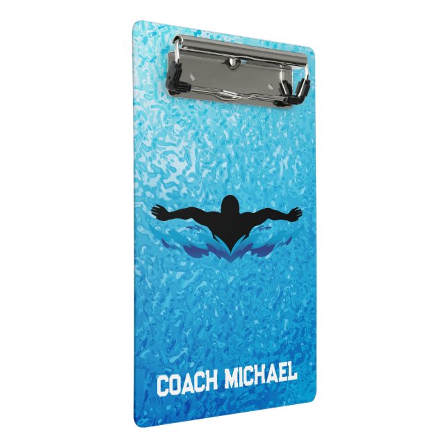  Swim Coach Swimming Pool Personalised Name Mini Clipboard (Angled)