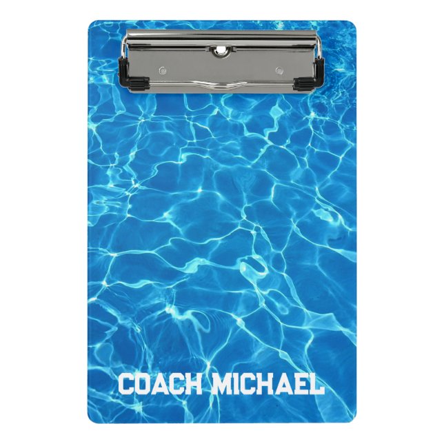  Swim Coach Swimming Pool Personalised Name Mini Clipboard (Front)