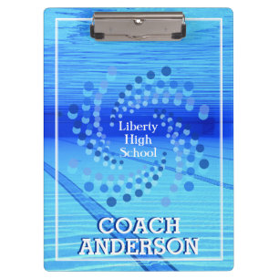 Swim Coach   Swimming Team   Swirling Dots Clipboard