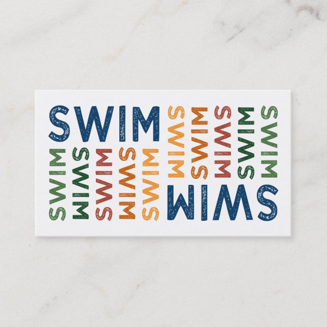 Swim Cute Colourful Business Card (Front)