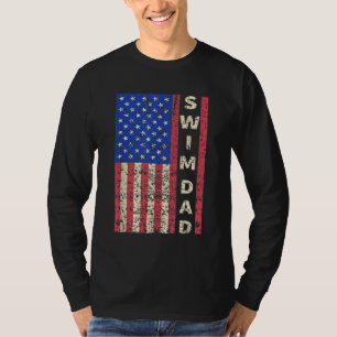 Swim Dad American Flag Swimmer Father's Day Gift T-Shirt