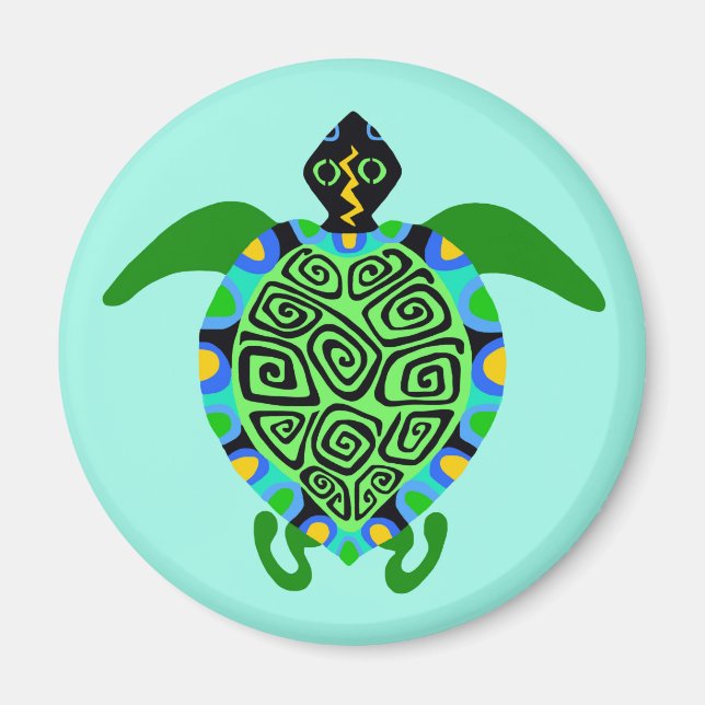 Swim deep - Sea TURTLE -Animal lover - turquoise Magnet (Front)