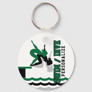 Swim Dive Team - Green and Black Key Ring