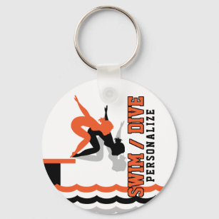 Swim Dive Team - Orange and Black Key Ring