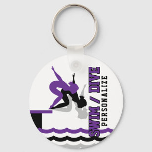 Swim Dive Team - Purple and Black Key Ring