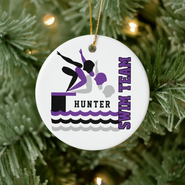 Swim / Dive Team - Purple - Boy  Ceramic Tree Decoration (Tree)
