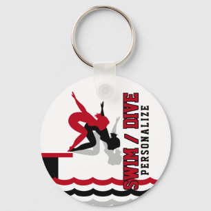Swim Dive Team - Red and Black Key Ring