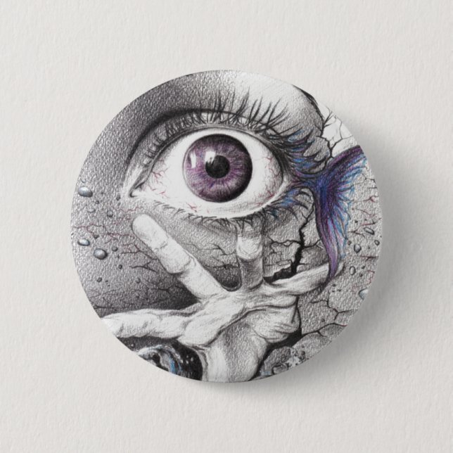 "Swim" eye surreal drawing Buttons (Front)