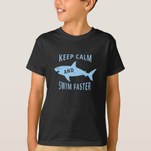 Swim Faster Funny Shark Swimming Gift T-Shirt