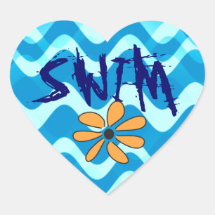 SWIM Flower Heart Sticker